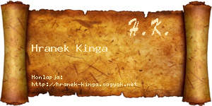 Hranek Kinga névjegykártya